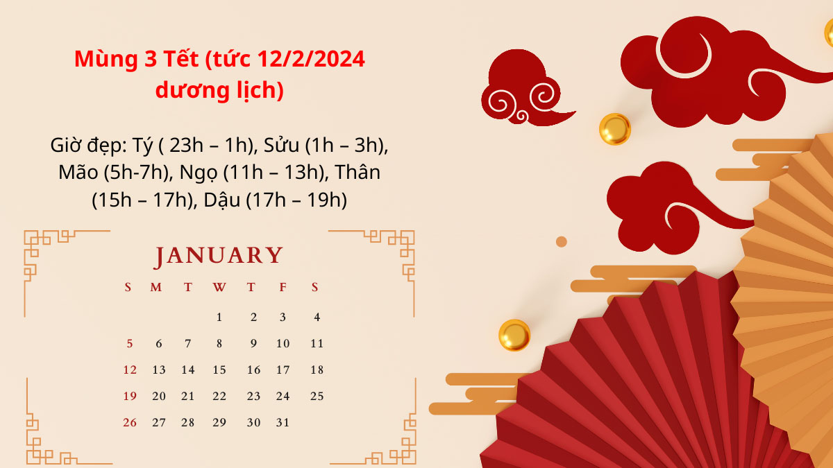 Mùng 3 Tết (tức 12/2/2024 dương lịch)