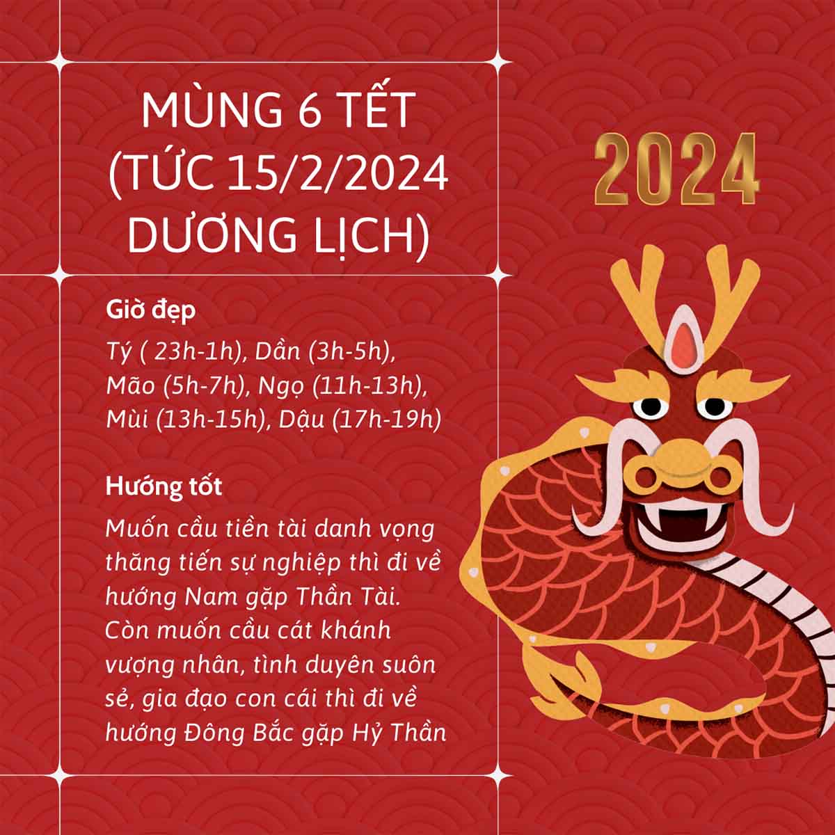 Mùng 6 Tết (tức 15/2/2024 dương lịch)