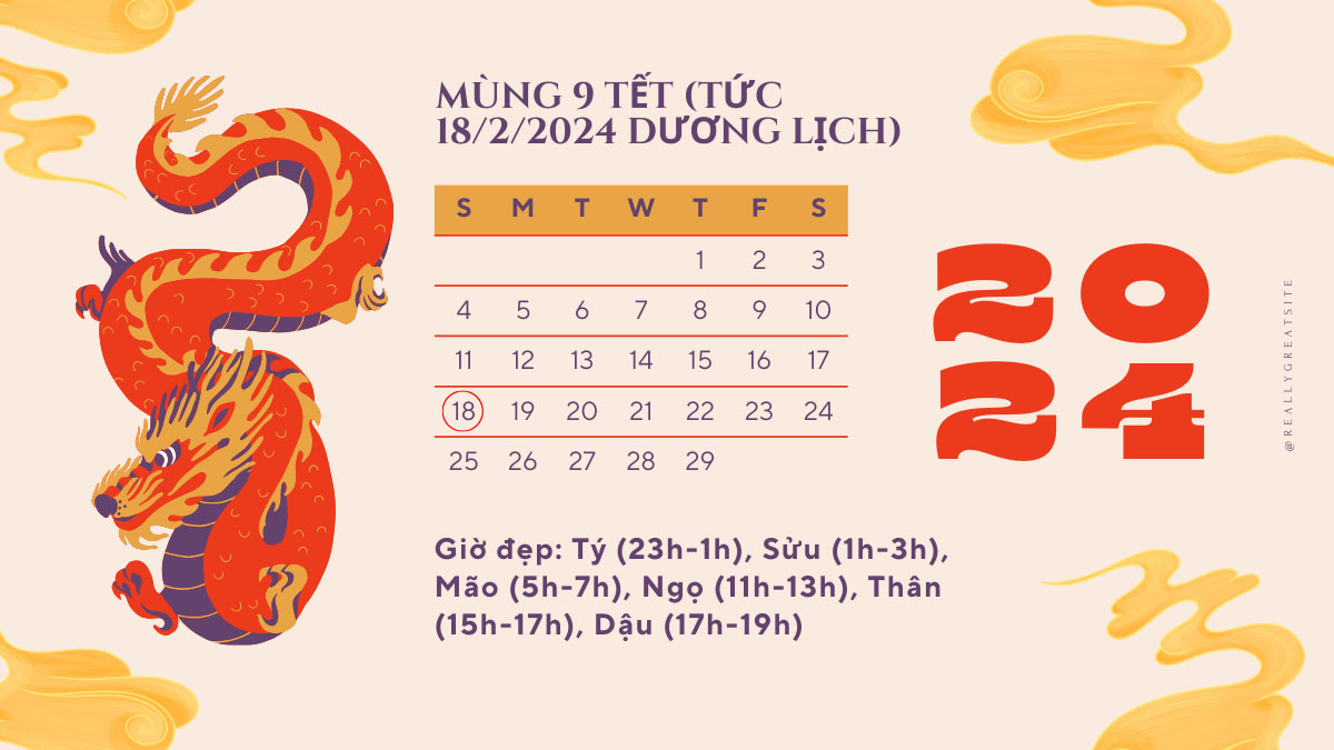 Mùng 9 Tết (tức 18/2/2024 dương lịch)