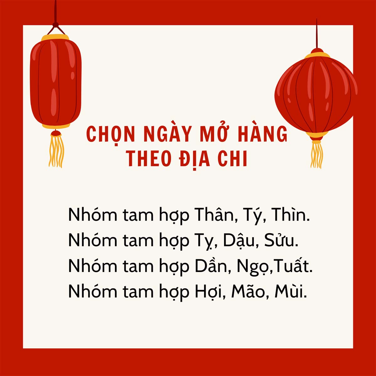 Chọn ngày mở hàng theo Địa chi