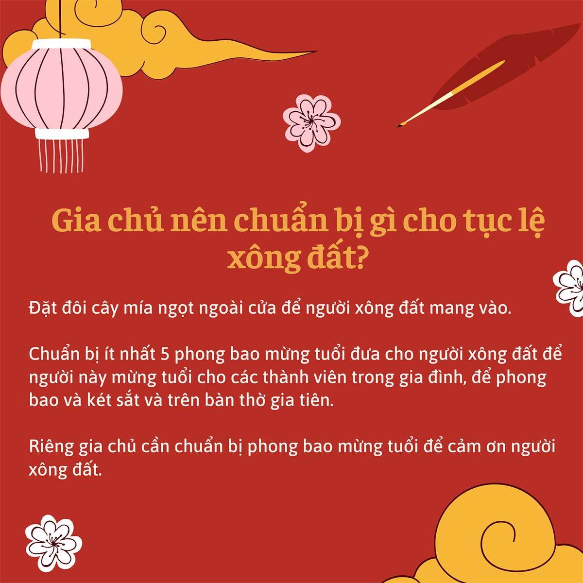 GIA CHỦ NÊN CHUẨN BỊ GÌ CHO TỤC LỆ XÔNG ĐẤT, XÔNG NHÀ, XÔNG CÔNG TY?